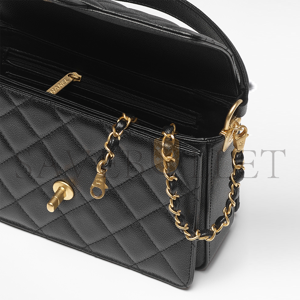 Ch*el master small flap bag with top handle as5166 (19*14*4.5cm)
